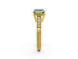 Yellow gold Fancy Green Asscher  Solitaire Pavé Diamond Milgrain Engagement Ring with Four-Prong Setting_2