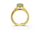 Yellow gold Fancy Green Asscher  Solitaire Pavé Diamond Milgrain Engagement Ring with Four-Prong Setting_3