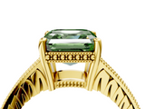 Yellow gold Fancy Green Asscher  Solitaire Pavé Diamond Milgrain Engagement Ring with Four-Prong Setting_4