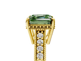 Yellow gold Fancy Green Asscher  Solitaire Pavé Diamond Milgrain Engagement Ring with Four-Prong Setting_5