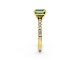 Yellow gold Fancy Green Asscher  Solitaire Pave Diamond Engagement Ring with Four-Prong Setting_2
