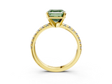 Yellow gold Fancy Green Asscher  Solitaire Pave Diamond Engagement Ring with Four-Prong Setting_3