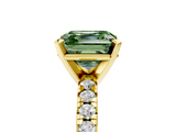 Yellow gold Fancy Green Asscher  Solitaire Pave Diamond Engagement Ring with Four-Prong Setting_5