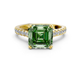Yellow gold Fancy Green Asscher  Solitaire Pave Diamond Engagement Ring with Prong Setting_17
