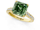 Yellow gold Fancy Green Asscher  Solitaire Pave Diamond Engagement Ring with Prong Setting_18