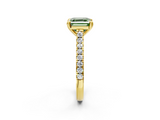 Yellow gold Fancy Green Asscher  Solitaire Pave Diamond Engagement Ring with Prong Setting_19