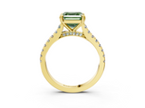 Yellow gold Fancy Green Asscher  Solitaire Pave Diamond Engagement Ring with Prong Setting_20