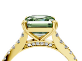 Yellow gold Fancy Green Asscher  Solitaire Pave Diamond Engagement Ring with Prong Setting_21