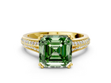 Yellow gold Fancy Green Asscher  Solitaire Pave Split Shank Engagement Ring with Six-Prong Setting_17
