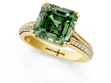Yellow gold Fancy Green Asscher  Solitaire Pave Split Shank Engagement Ring with Six-Prong Setting_18