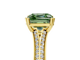 Yellow gold Fancy Green Asscher  Solitaire Pave Split Shank Engagement Ring with Six-Prong Setting_22
