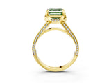 Yellow gold Fancy Green Asscher  Solitaire Pave Split Shank Ring with Four-Prong Setting_94