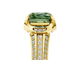 Yellow gold Fancy Green Asscher  Solitaire Pave Split Shank Ring with Four-Prong Setting_96