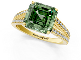 Yellow gold Fancy Green Asscher  Solitaire Split Shank Pavé Diamond Engagement Ring_1
