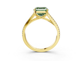 Yellow gold Fancy Green Asscher  Solitaire Split Shank Pavé Diamond Engagement Ring_3