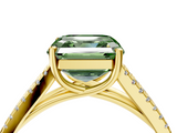 Yellow gold Fancy Green Asscher  Solitaire Split Shank Pavé Diamond Engagement Ring_4