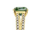 Yellow gold Fancy Green Asscher  Solitaire Split Shank Pavé Diamond Engagement Ring_5
