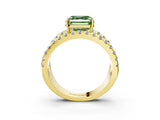 Yellow gold Fancy Green Asscher  Solitaire Split Shank Pave Diamond Ring_50
