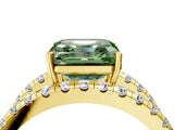 Yellow gold Fancy Green Asscher  Solitaire Split Shank Pave Diamond Ring_51