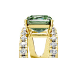 Yellow gold Fancy Green Asscher  Solitaire Split Shank Pave Diamond Ring_52