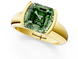 Yellow gold Fancy Green Asscher  Solitaire Tension Set Diamond Ring with Wide Band_1