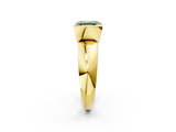 Yellow gold Fancy Green Asscher  Solitaire Tension Set Diamond Ring with Wide Band_2