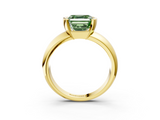 Yellow gold Fancy Green Asscher  Solitaire Tension Set Diamond Ring with Wide Band_3