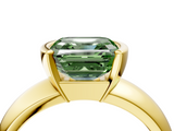 Yellow gold Fancy Green Asscher  Solitaire Tension Set Diamond Ring with Wide Band_4