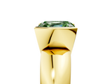 Yellow gold Fancy Green Asscher  Solitaire Tension Set Diamond Ring with Wide Band_5