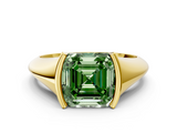 Yellow gold Fancy Green Asscher  Solitaire Tension Set Diamond Ring