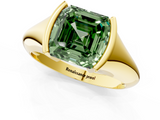 Yellow gold Fancy Green Asscher  Solitaire Tension Set Diamond Ring_1