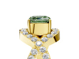 Yellow gold Fancy Green Asscher  Solitaire Twist Band Pavé Diamond Engagement Ring_20