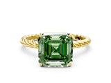 Yellow gold Fancy Green Asscher  Solitaire Twist Band Ring with Four-Prong Setting_83