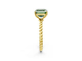 Yellow gold Fancy Green Asscher  Solitaire Twist Band Ring with Four-Prong Setting_85