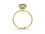Yellow gold Fancy Green Asscher  Solitaire Twist Band Ring with Four-Prong Setting_86