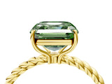 Yellow gold Fancy Green Asscher  Solitaire Twist Band Ring with Four-Prong Setting_87