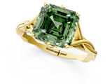 Yellow gold Fancy Green Asscher  Solitaire Twist Band Six-Prong Setting 2