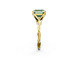 Yellow gold Fancy Green Asscher  Solitaire Twist Band Six-Prong Setting 3