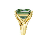 Yellow gold Fancy Green Asscher  Solitaire Twist Band Six-Prong Setting