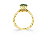 Yellow gold Fancy Green Asscher  Solitaire Twist Band with Leaf Prong Setting_29