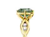 Yellow gold Fancy Green Asscher  Solitaire Twist Band with Leaf Prong Setting_31