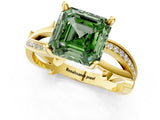 Yellow gold Fancy Green Asscher  Solitaire Twist Band with Pavé Accents and Four-Prong Setting_21