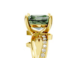 Yellow gold Fancy Green Asscher  Solitaire Twist Band with Pavé Accents and Four-Prong Setting_25