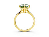 Yellow gold Fancy Green Asscher  Solitaire Twist Band with Pavé Diamonds and Four-Prong Setting_100