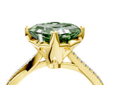 Yellow gold Fancy Green Asscher  Solitaire Twist Band with Pavé Diamonds and Four-Prong Setting_101