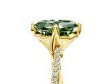 Yellow gold Fancy Green Asscher  Solitaire Twist Band with Pavé Diamonds and Four-Prong Setting_102