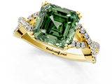 Yellow gold Fancy Green Asscher  Solitaire Twist Band with Pavé Setting and Four-Prong Setting_1