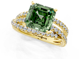 Yellow gold Fancy Green Asscher  Solitaire Twist Band with Pavé Setting and Four-Prong Setting_1