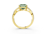 Yellow gold Fancy Green Asscher  Solitaire Twist Band with Pavé Setting and Four-Prong Setting_3