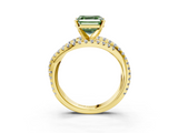 Yellow gold Fancy Green Asscher  Solitaire Twist Band with Pavé Setting and Four-Prong Setting_3